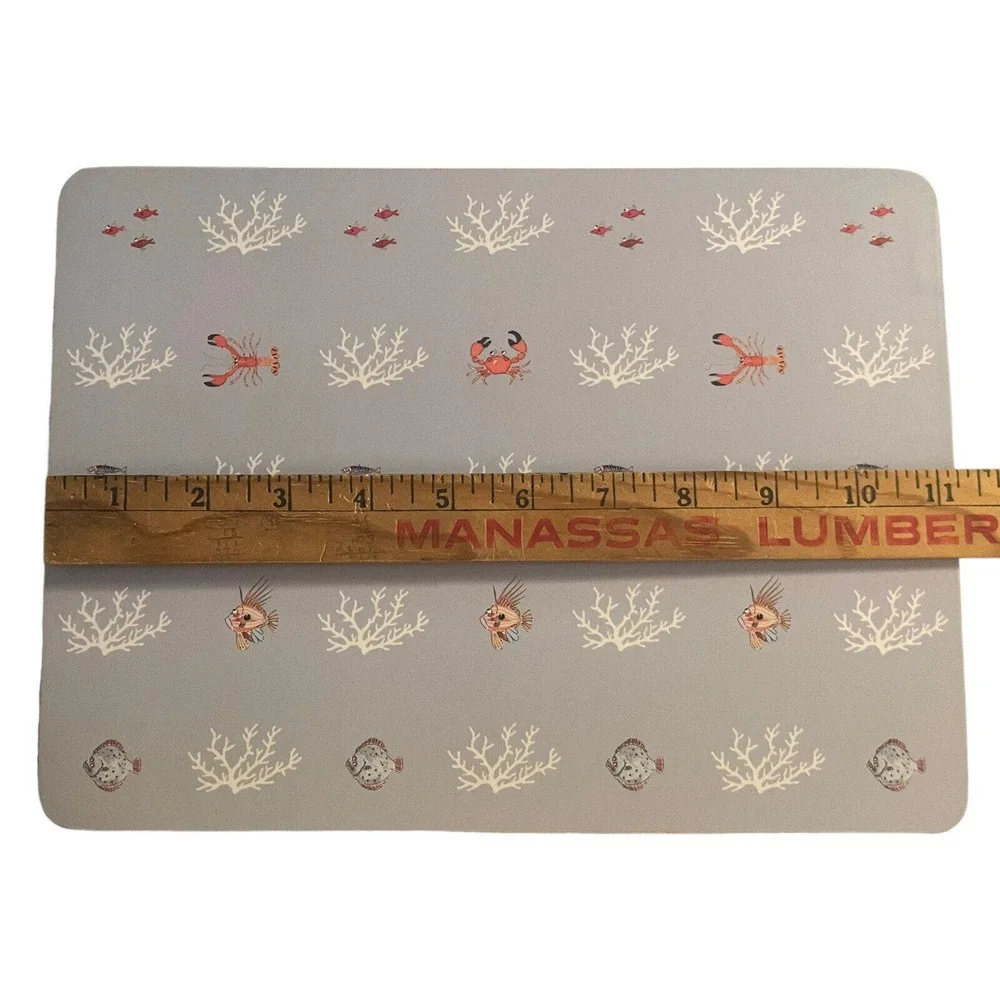 (4) Sophie Allport Cork Placemats WHAT A CATCH Crab Lobster Fish Coral Sea Ocean